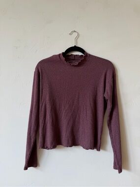Ribbed Long-Sleeve Top in Mauve